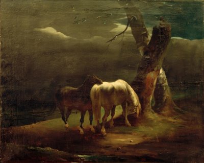Cavalos no pasto de Theodore Gericault