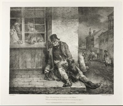Pity the Sorrows of a Poor Old Man!... 1821 (litografia a negro sobre papel de marfim) de Theodore Gericault