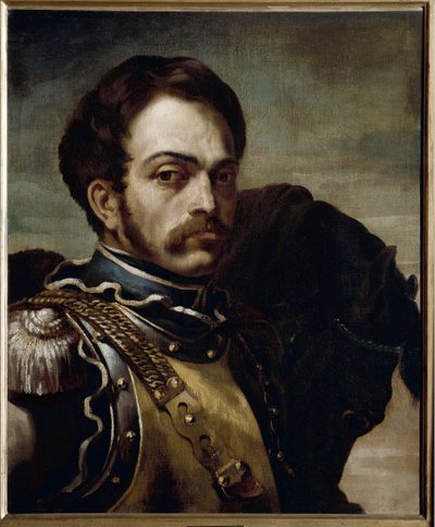 Retrato de um oficial carabinieri. Óleo sobre tela de Theodore Gericault