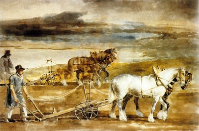 Cena de lavoura em Inglaterra, c.1820 (aguarela) de Theodore Gericault