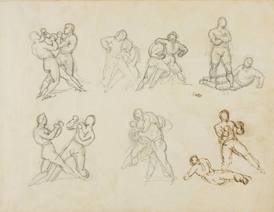 Sete esboços de pares de boxers de Theodore Gericault