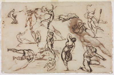 Folha de Esboços (verso) de Theodore Gericault