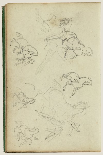 Seis estudos para um homem ao lado de um cavalo a recuar de Theodore Gericault