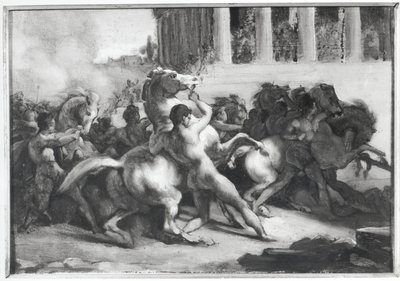 Estudo para a corrida dos cavalos bárbaros de Theodore Gericault