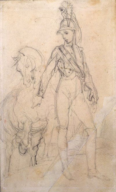 Estudo de um dragão e seu cavalo de Theodore Gericault