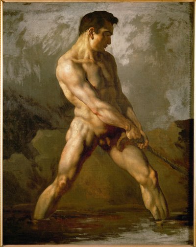 Estudo de um nu masculino ... (óleo sobre tela) de Theodore Gericault