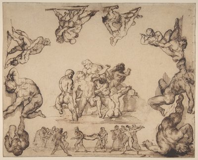 O Resgate de um Homem Afogado (anverso); Estudo de um Cavalo (verso) de Theodore Gericault
