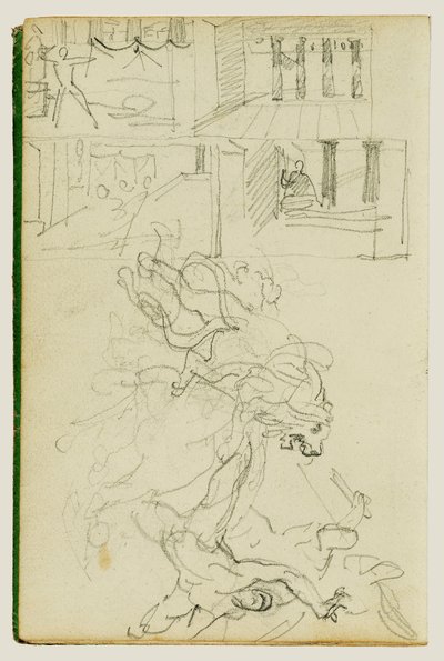 Dois estudos de composição sobre uma caçada ao leão de Theodore Gericault