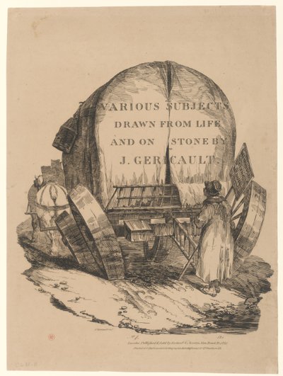 Uma carroça atrelada (Título da série inglesa) [A Hitched Wagon or A Horse-Drawn Cart (Página de rosto da série inglesa)] de Theodore Gericault