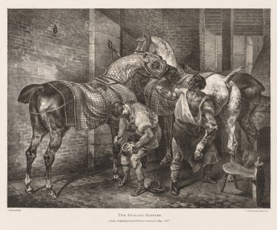 Vários assuntos extraídos de Life and on Stone: The English Farrier, 1821. de Theodore Gericault