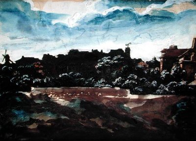 Vista das colinas de Montmartre (aguarela) de Theodore Gericault