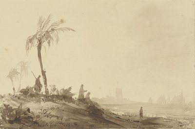 Beduínos debaixo de uma palma de Theodore Gudin