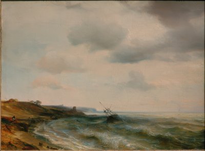 Litoral com navio encalhado de Theodore Gudin