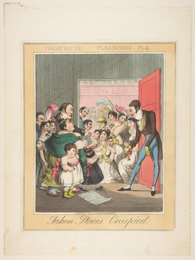 Prazeres Teatrais, Ilustração 4: Lugares Ocupados Ocupados, ca. 1835 de Theodore Lane