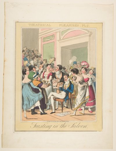 Prazeres teatrais, ilustração 5: Deleitando-se no salão, ca. 1835 de Theodore Lane