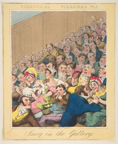 Prazeres Teatrais, Confortável na Galeria, Placa 3, ca. 1835 de Theodore Lane