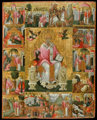 Santo Spyridon, Bispo de Trimythous com cenas da sua vida, Segunda Metade do século XVII. de Theodore Poulakis