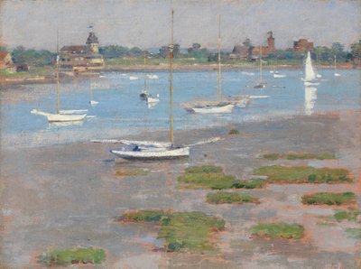 Maré baixa, clube de iate do beira-rio, 1894. de Theodore Robinson