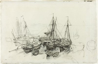 Barcos de pesca em Granville de Theodore Rousseau