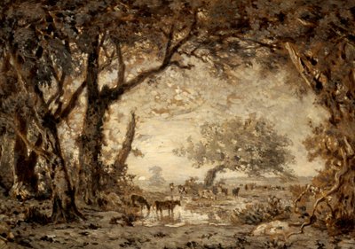 Pôr do sol da floresta de Fontainebleau de Theodore Rousseau