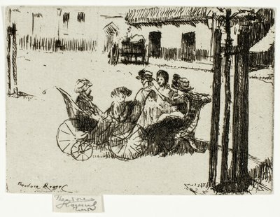 Meninas e carrinhos de bebê, Chelsea Embankment de Theodore Roussel