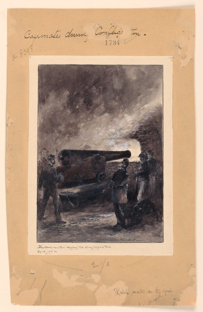 Uma arma casemate durante a conflagração de Theodore Russell Davis