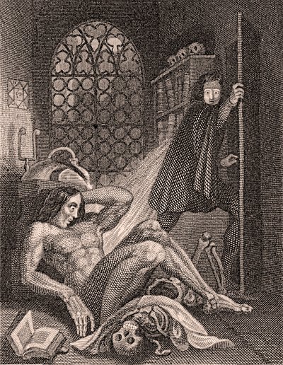 Victor Frankenstein ficando enojado com sua criação de Theodore Von Holst