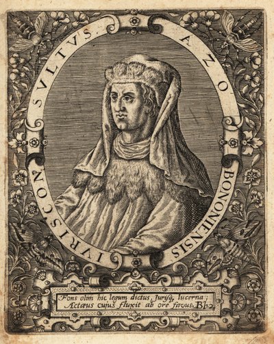 Azo de Bolonha, fl. 1150-1230, jurista italiano. de Theodore de Bry