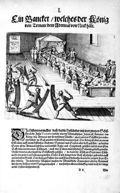 Banquete com o rei, 1606 de Theodore de Bry