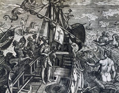 Cristóvão Colombo descobrindo as Índias de Theodore de Bry
