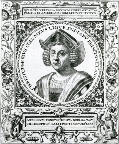 Retrato de Cristóvão Colombo (1451-1506), de "A História Narrativa e Crítica da América", editado por Justin Winsor, Londres, 1886 de Theodore de Bry