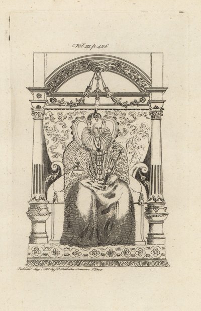 Rainha Elizabeth I de Inglaterra, de um vitral. de Theodore de Bry