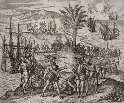 A prisão de Cristóvão e Bartolomeu Colombo por ordem de Francisco de Bodadilla de Theodore de Bry