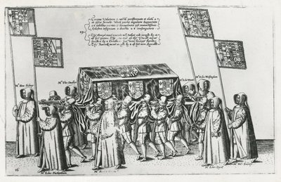 O cortejo fúnebre de Sir Philip Sidney no caminho para a Catedral de St. Pauls, 1587 de Theodore de Bry