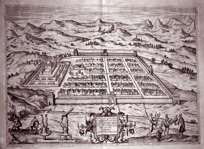 Vista da cidade inca de Cuzco, Peru (Gravura de Theodore de Bry