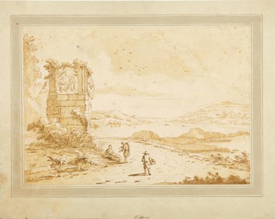 Baía com ruínas e pessoal figurativo de Theodorus Wilkens