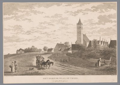 Vista da aldeia De Waal em Texel A aldeia de De Waal em Texel (título no objeto) de Theodorus de Roode