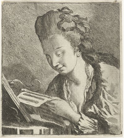 Jovem lendo partituras de Theodorus de Roode