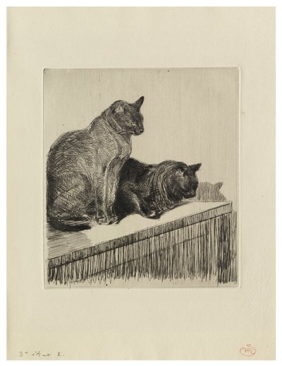 Dois gatos em uma mobília de Théophile Alexandre Steinlen