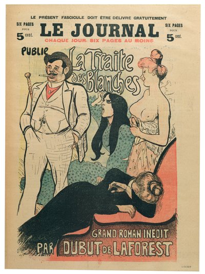 "La Traite des Blanches", de Jean-Louis Dubut de Laforest (1853-1902), capa do "Le Journal", fim do século XIX (litografia a cores) de Théophile Alexandre Steinlen