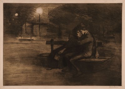 Amantes num banco de Théophile Alexandre Steinlen