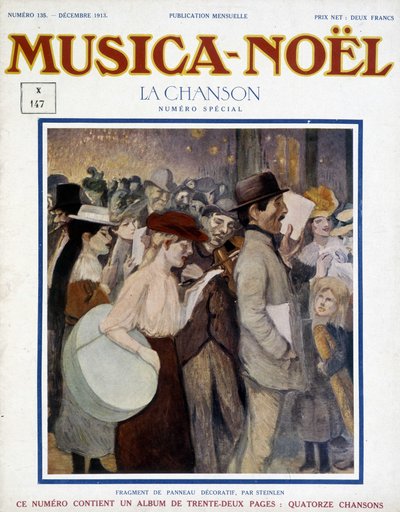 Revista "musica Noel", canção especial número de dezembro de 1913. A capa consiste de um fragmento de painel decorativo de Steinlen. de Théophile Alexandre Steinlen