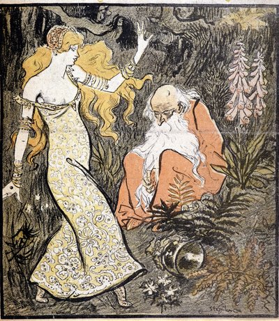 Merlin e Viviane ("Brocéliande") - por Steinlen de Théophile Alexandre Steinlen