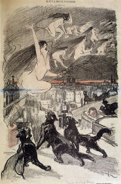 Metamorfose dos gatos em bruxas - por Steinlen de Théophile Alexandre Steinlen