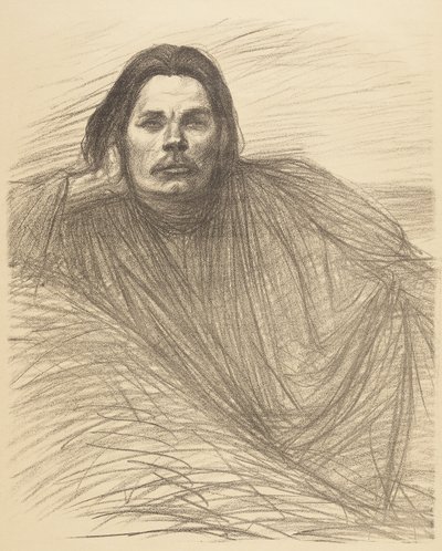 Retrato de Maksim Gorki deitado de Théophile Alexandre Steinlen