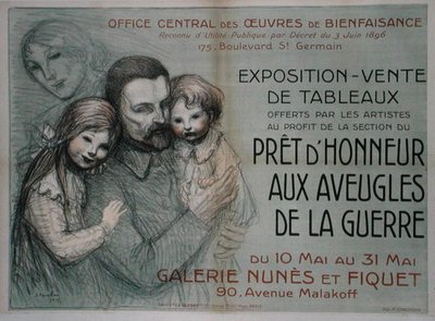 Cartaz publicitando uma venda de arte em ajuda de soldados cegos de Théophile Alexandre Steinlen