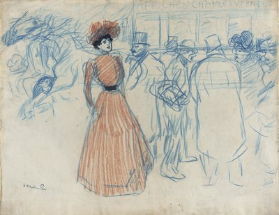 Mulher na paragem de autocarro de Théophile Alexandre Steinlen