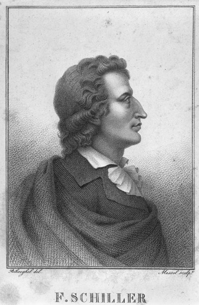 Friedrich Schiller (1759-1805) gravado por Massol (d.1831) (gravura) (foto bw) de Theophile Behaeghel