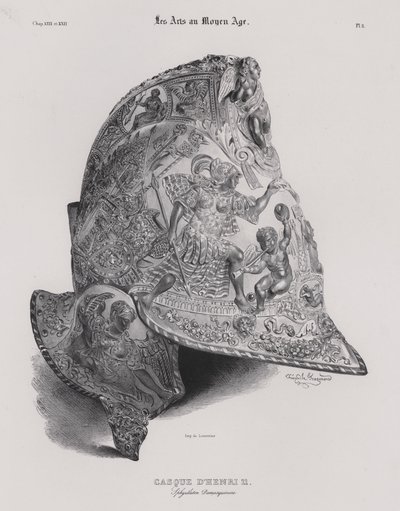 Capacete do Rei Henrique II de França (litho) de Theophile Evariste (after) Fragonard