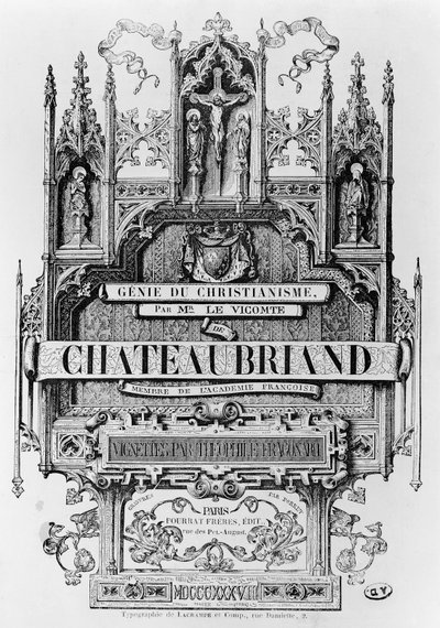 Título de &39;Le Genie du Christianisme&39; por François Rene (1768-1848) Visconde de Chateaubriand, gravado por Henri Desire Porret, 1838 de Theophile Evariste Fragonard